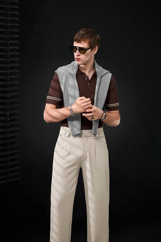 Kingsley Side-Tab Trousers TAUPE