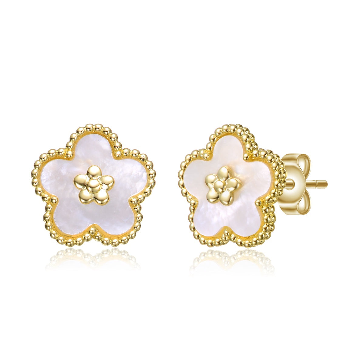  Rachel Glauber Charming 14K Gold Plated Mother of Pearl Flower Earrings - Default Title - Bonton