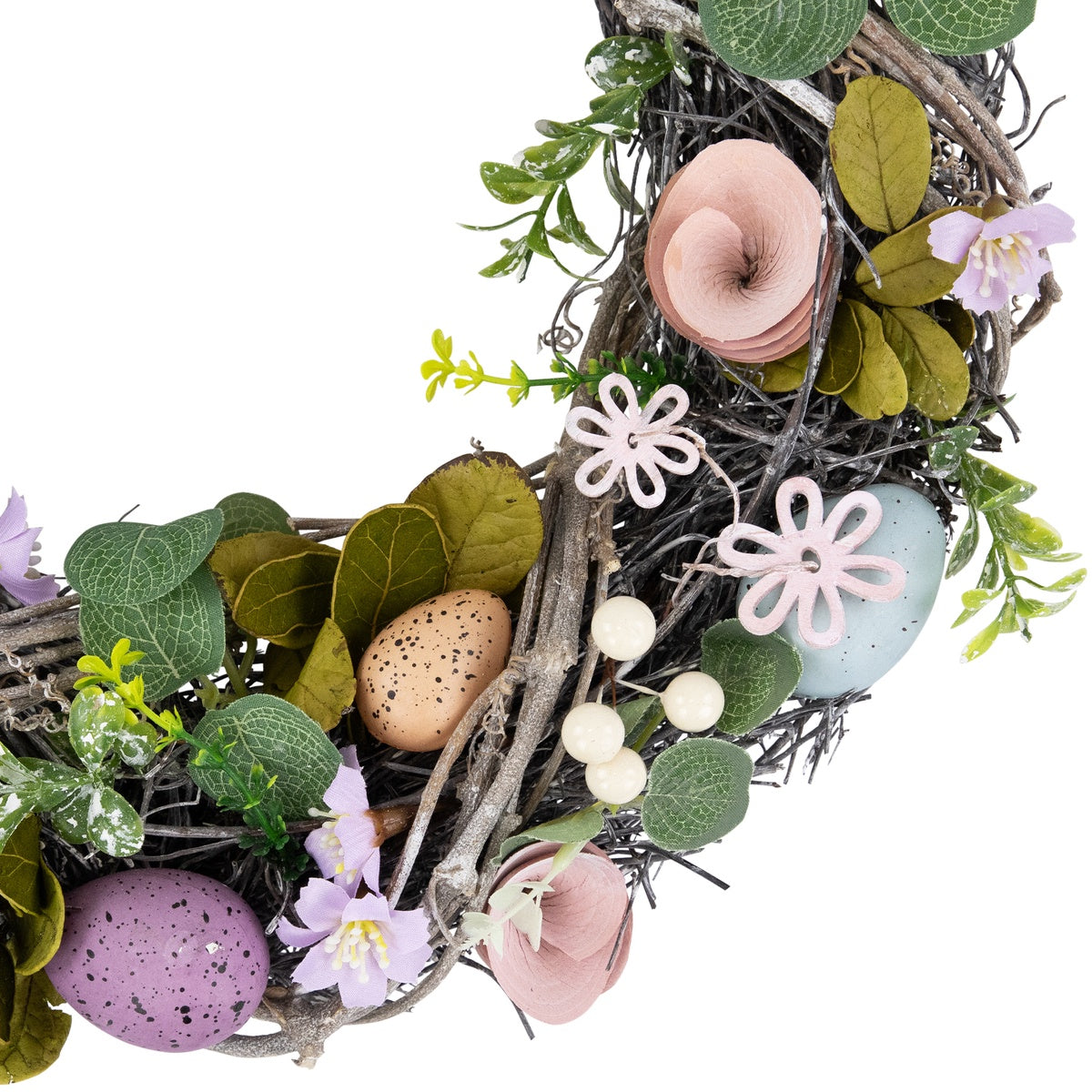  Northlight Speckled Eggs and Flowers Easter Wreath - 13