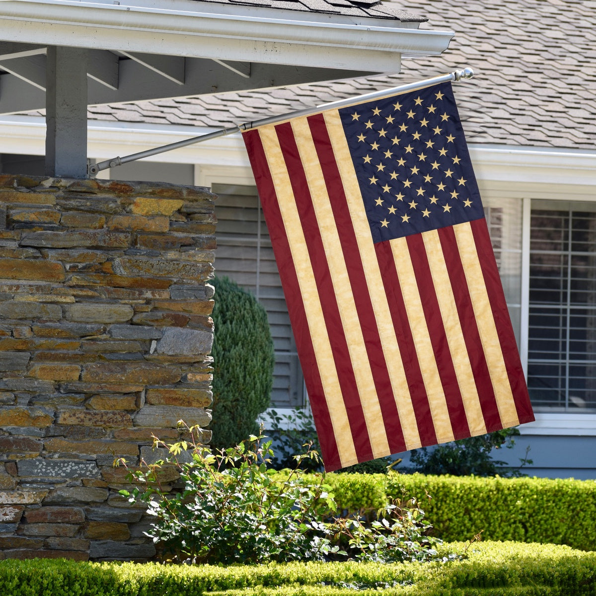  Northlight Patriotic Tea-Stained Embroidered Outdoor House Flag 60