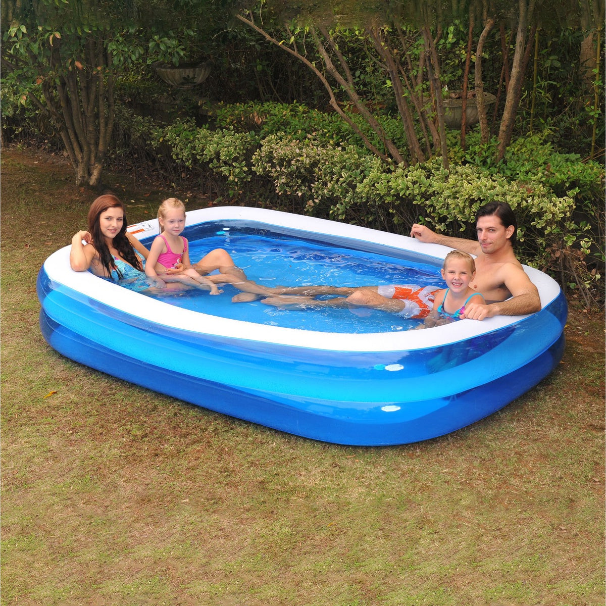  Pool Central 8.5' Blue and White Inflatable Rectangular Swimming Pool - 8.5' - Bonton