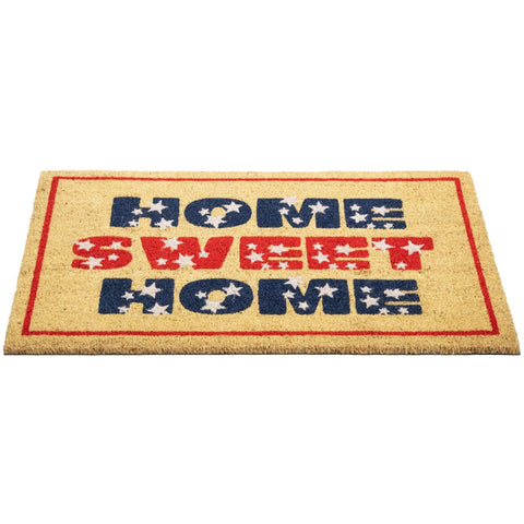 Red and Blue Americana Home Sweet Home Coir Outdoor Doormat 18" X 30"