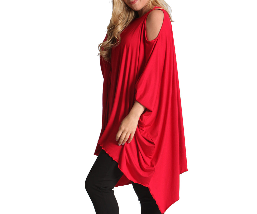  InstantFigure InstantFigure InstaWrap Tunic Shahl With Cold Shoulders 169COTU - Black - Bonton