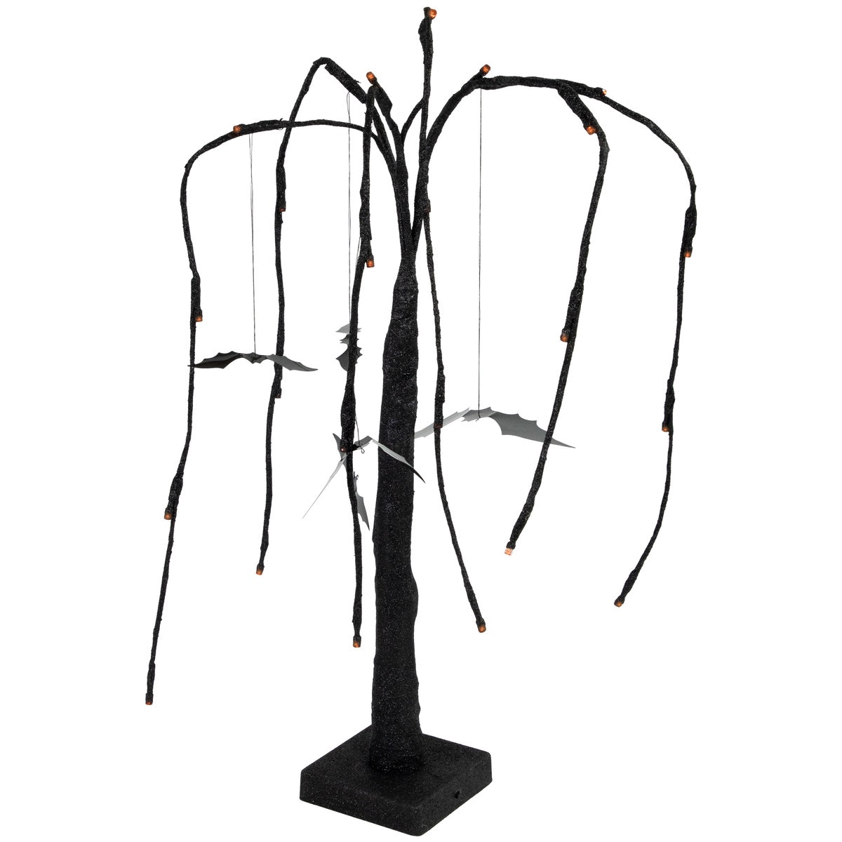 Northlight Pre-Lit Glittered Halloween Willow Tree With Bats - 24