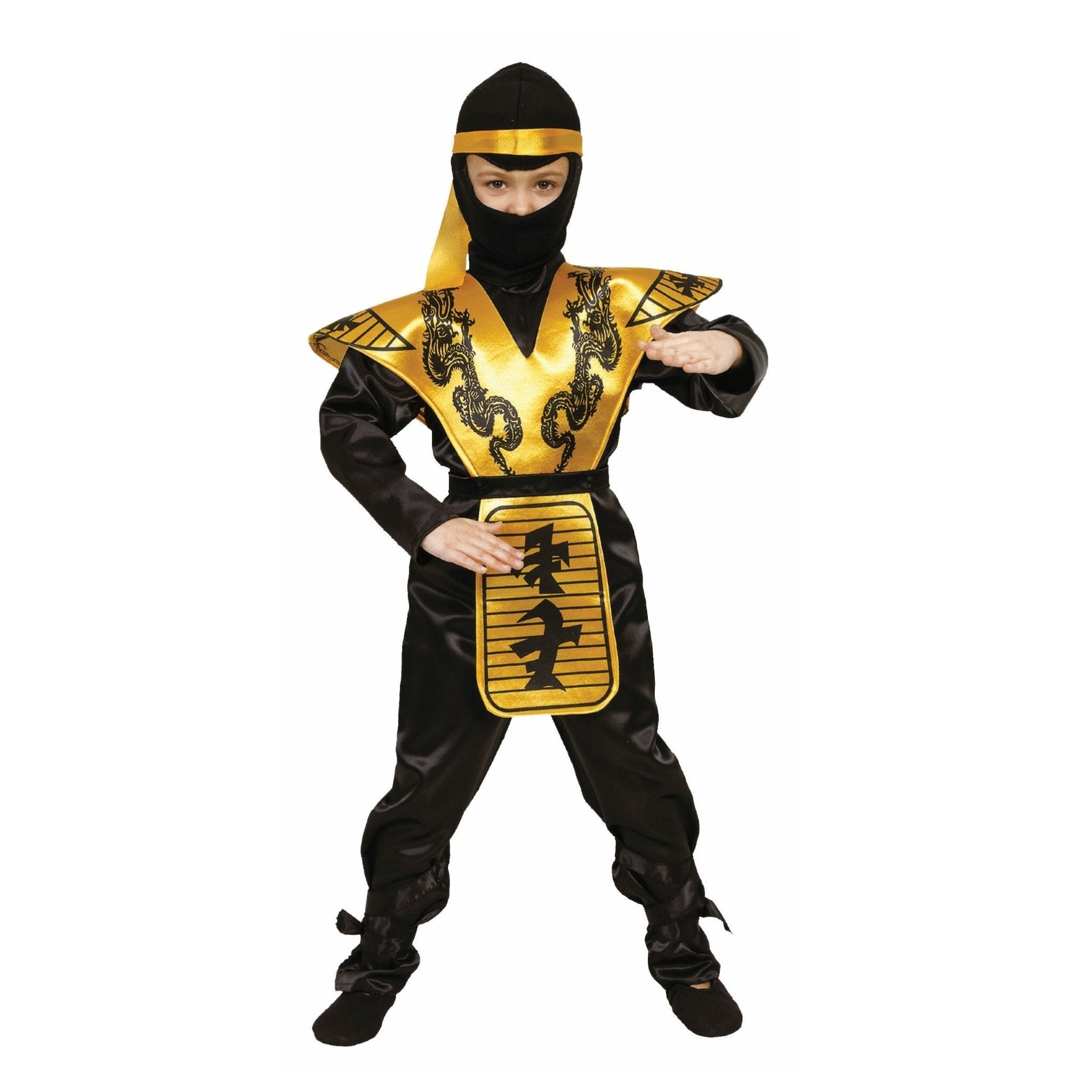  Dress Up America Gold Ninja Costume - Kids by Dress Up America - Large (12-14) - Bonton
