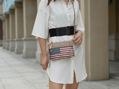 Alisson Printed Flag Crossbody Bag