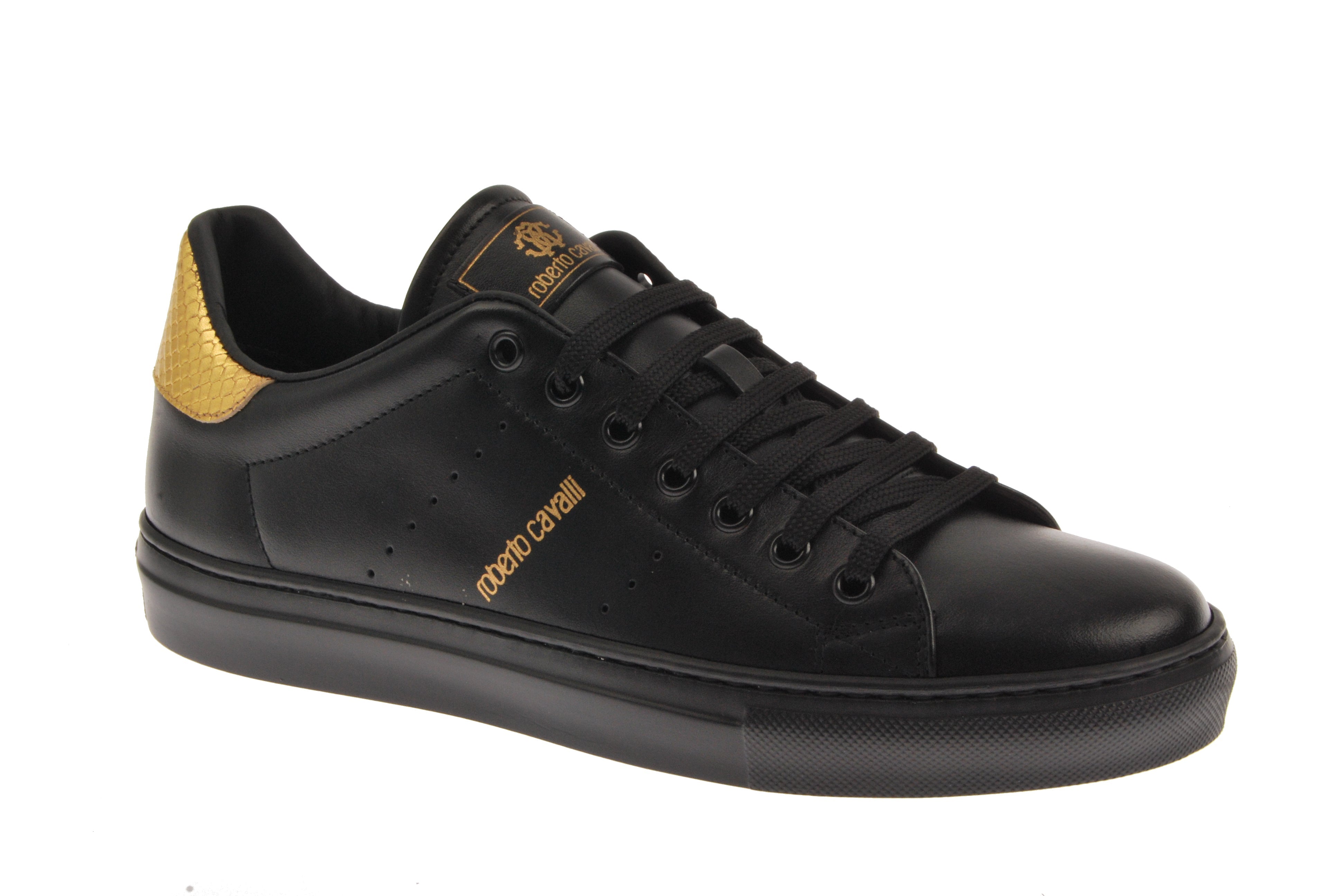  Costume National Low Profile LU Sneaker With Gold Detail - Black - Bonton