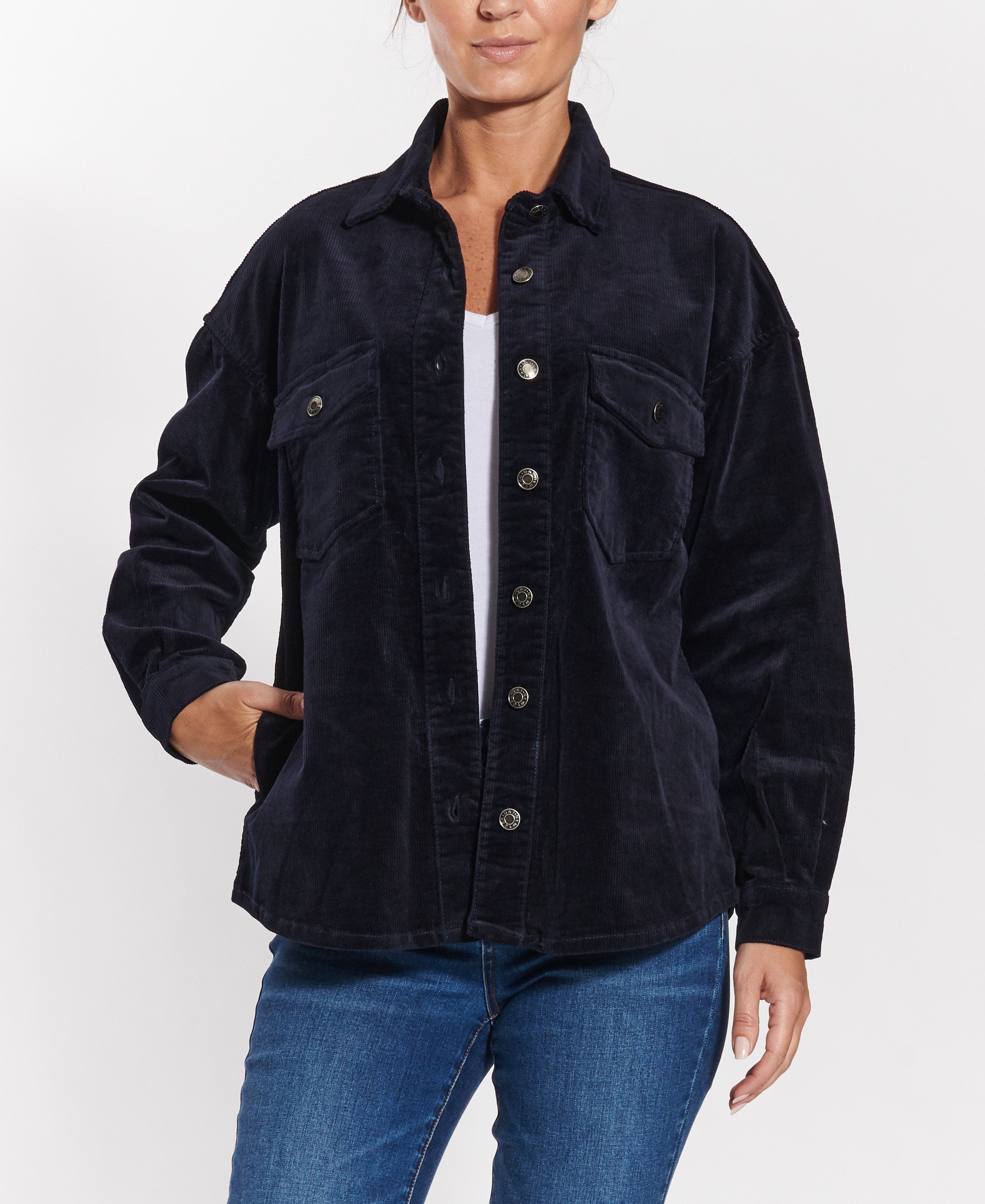  Oat New York Oversized Shacket by Oat New York - Navy - Bonton