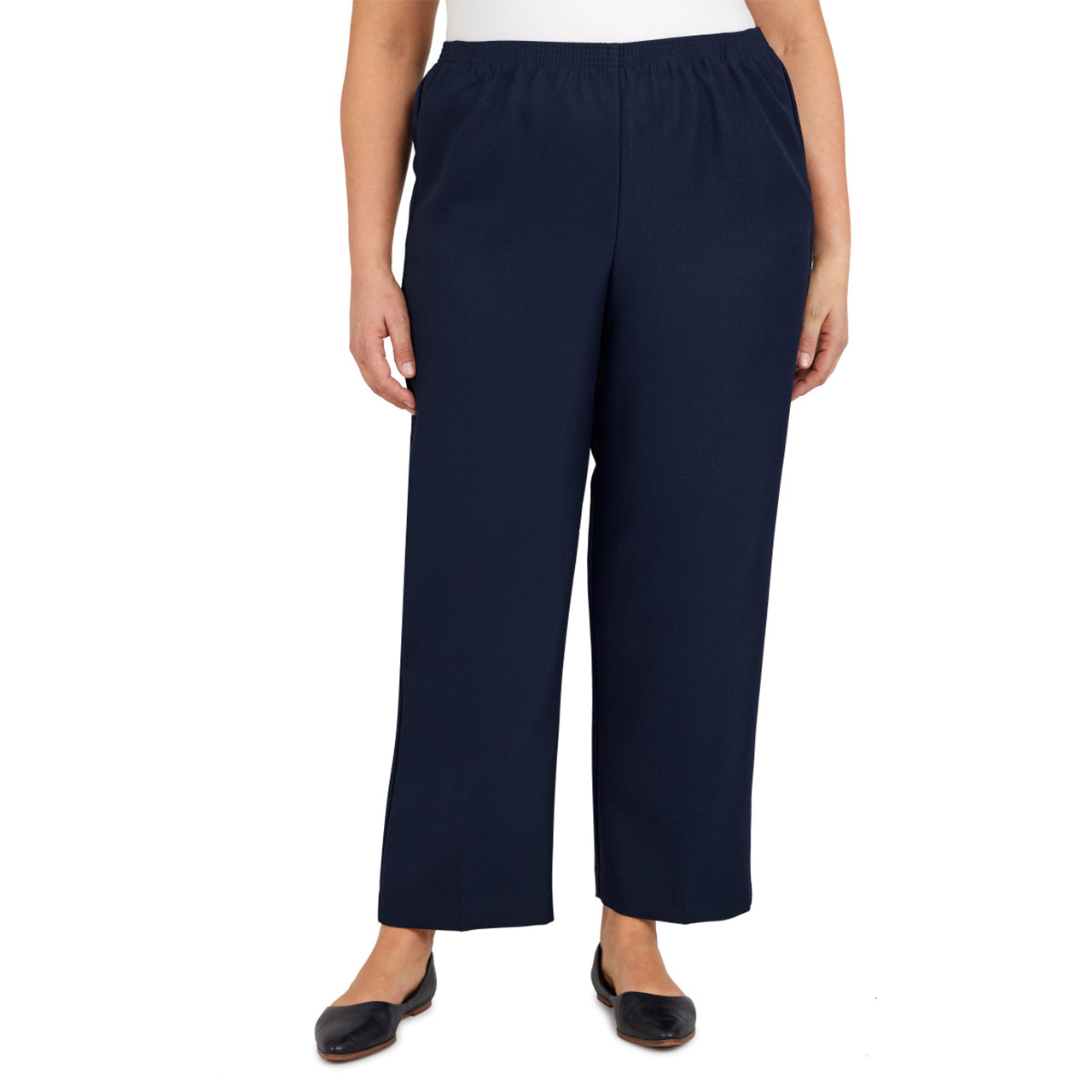  Alfred Dunner Plus Proportioned Short Pant - White - Bonton