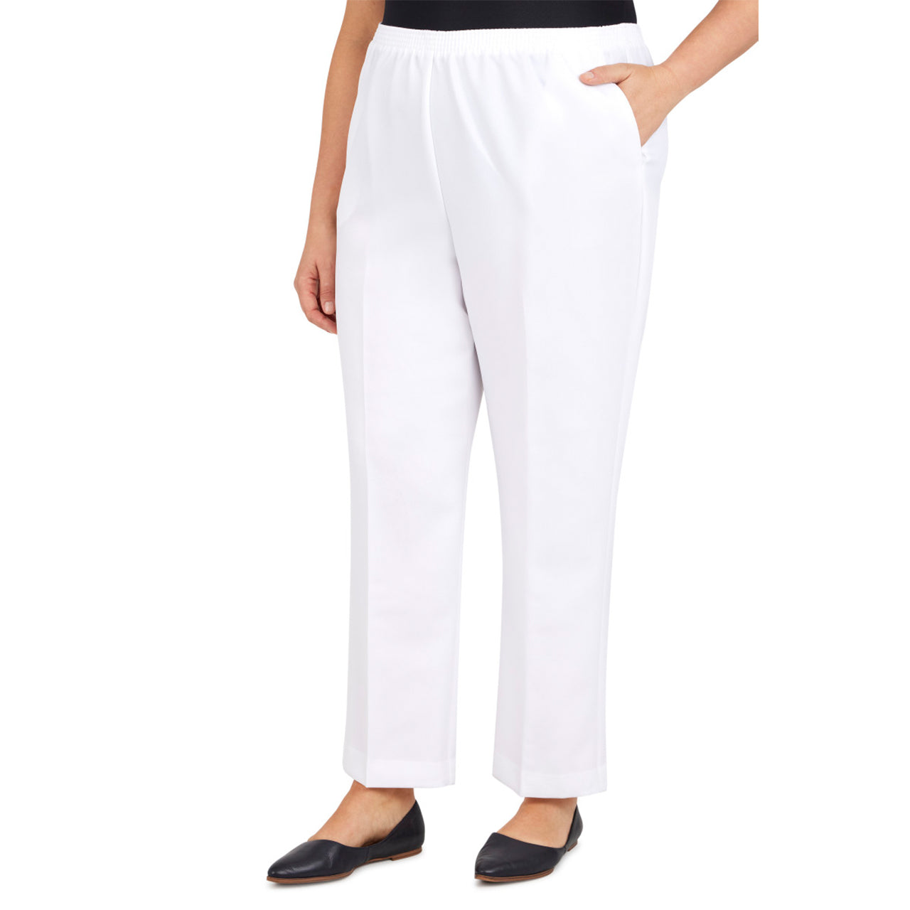  Alfred Dunner Plus Proportioned Short Pant - White - Bonton