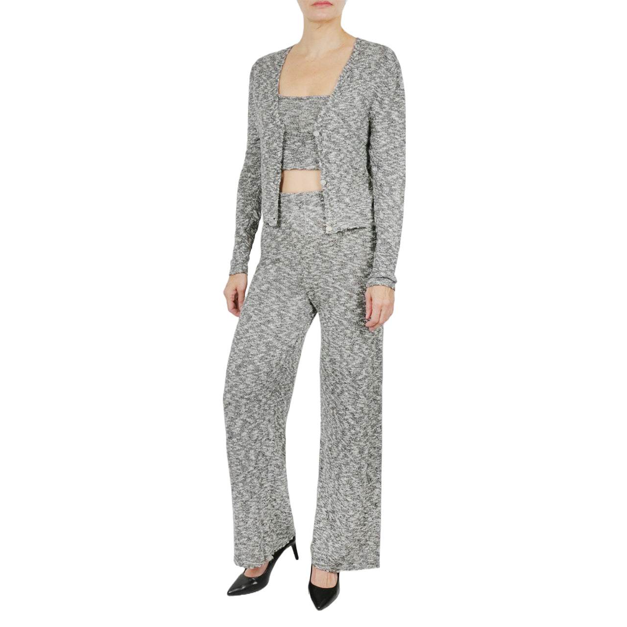  Cream & Rouge Space Dye Knit Pants - Grey - Bonton