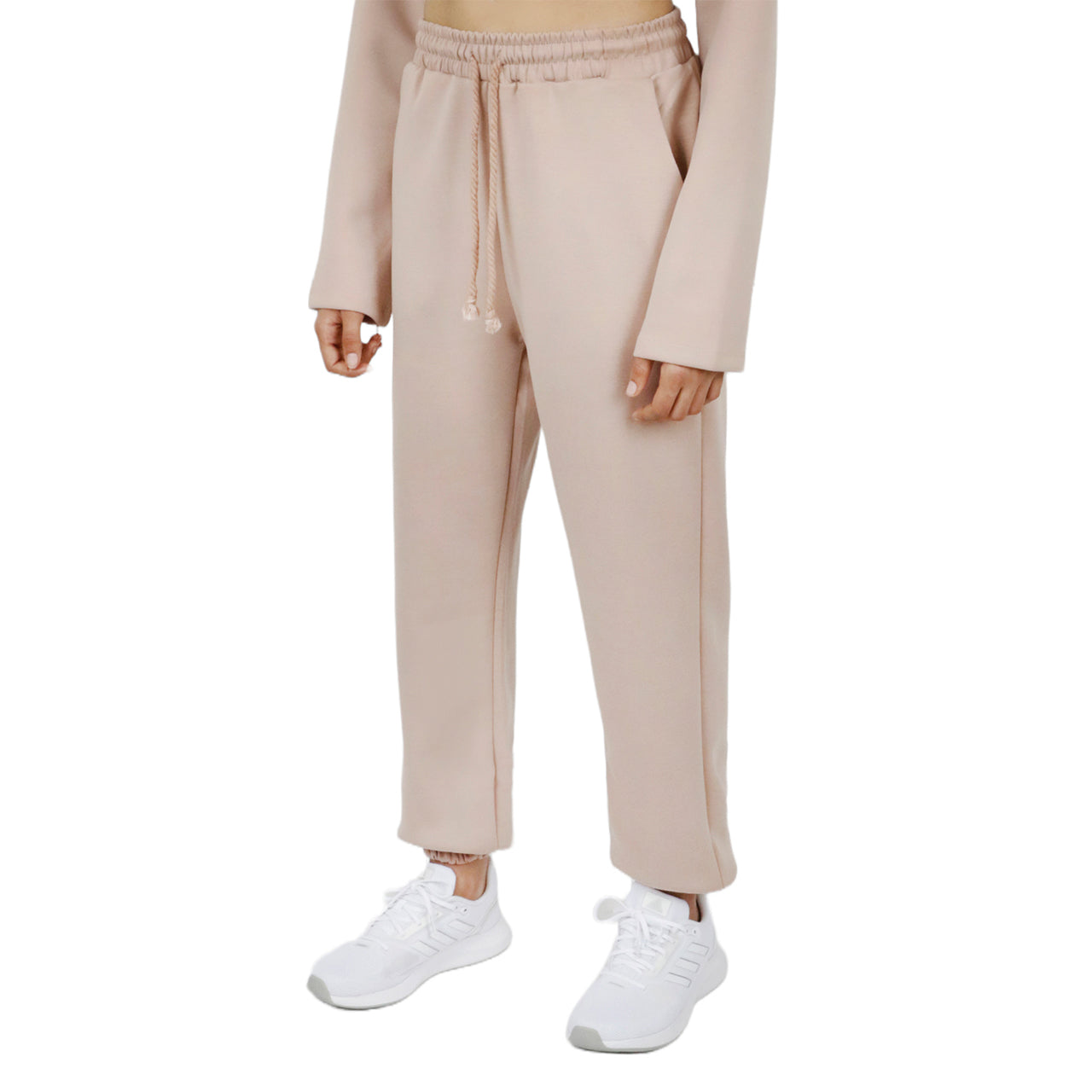  Cream & Rouge Drawstring Joggers - Beige - Bonton