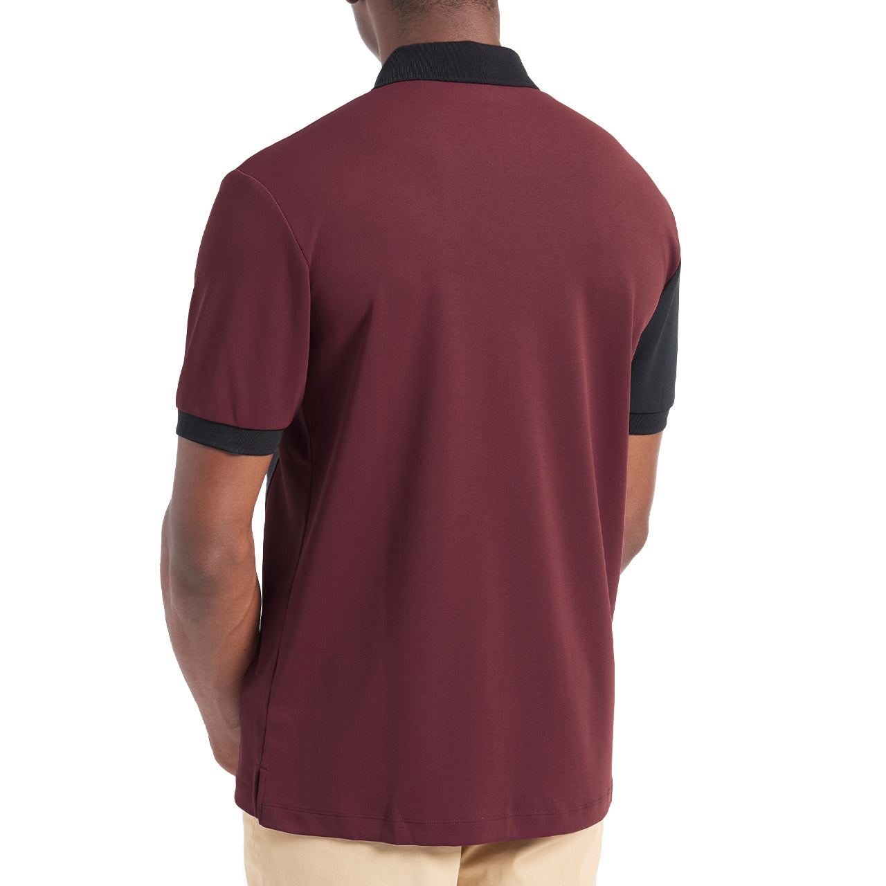  Ben Sherman Pique Color Short Sleeve Blocked Polo - Burgundy - Bonton