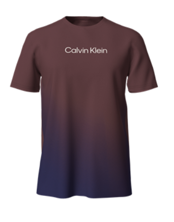  Calvin Klein Short Sleeves Linear Logo Crew Tee - Beacon Blue - Bonton