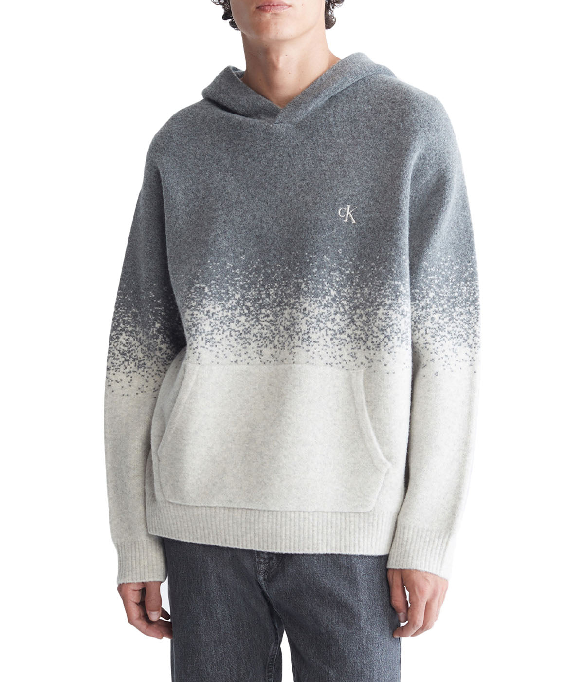  Calvin Klein Long Sleeves Ombre Pullover Hoody - Medium Gray Heather - Bonton