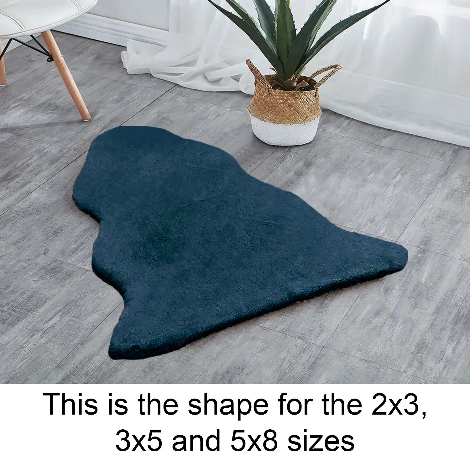  Turquoise Faux Rabbit Fur Fuzzy Soft Fluffy Plush Cozy Shaggy Area Rug by Homemartgoods - 2' x 3' Feet - Bonton