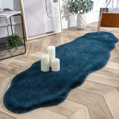 Turquoise Faux Rabbit Fur Fuzzy Soft Fluffy Plush Cozy Shaggy Area Rug by Homemartgoods