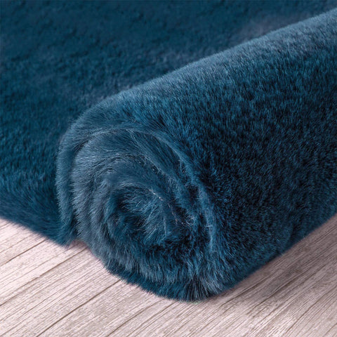 Turquoise Faux Rabbit Fur Fuzzy Soft Fluffy Plush Cozy Shaggy Area Rug by Homemartgoods