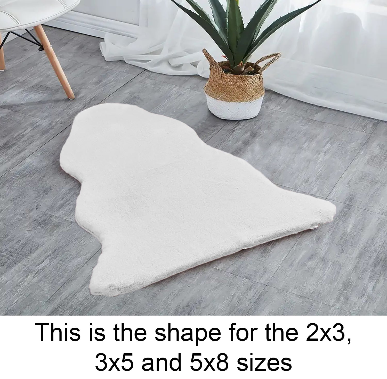  Ivory Faux Rabbit Fur Fuzzy Soft Fluffy Plush Cozy Shaggy Area Rug by Homemartgoods - 2' x 3' Feet - Bonton